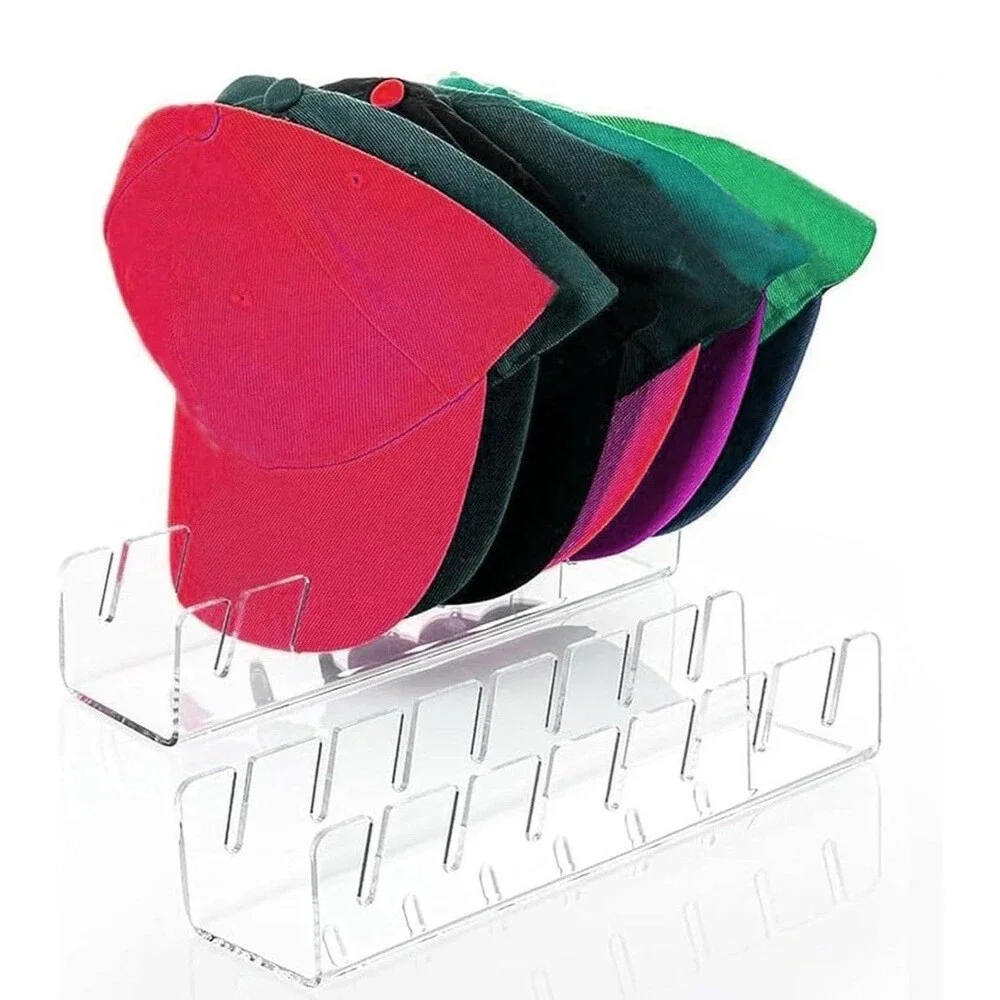 2 Pcs Stand for Baseball Caps No Install Acrylic Organizer for 14 Hat display